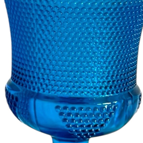 Vintage L.E. smith turquoise blue footed apothecary jar with lid - Picture 2 of 9